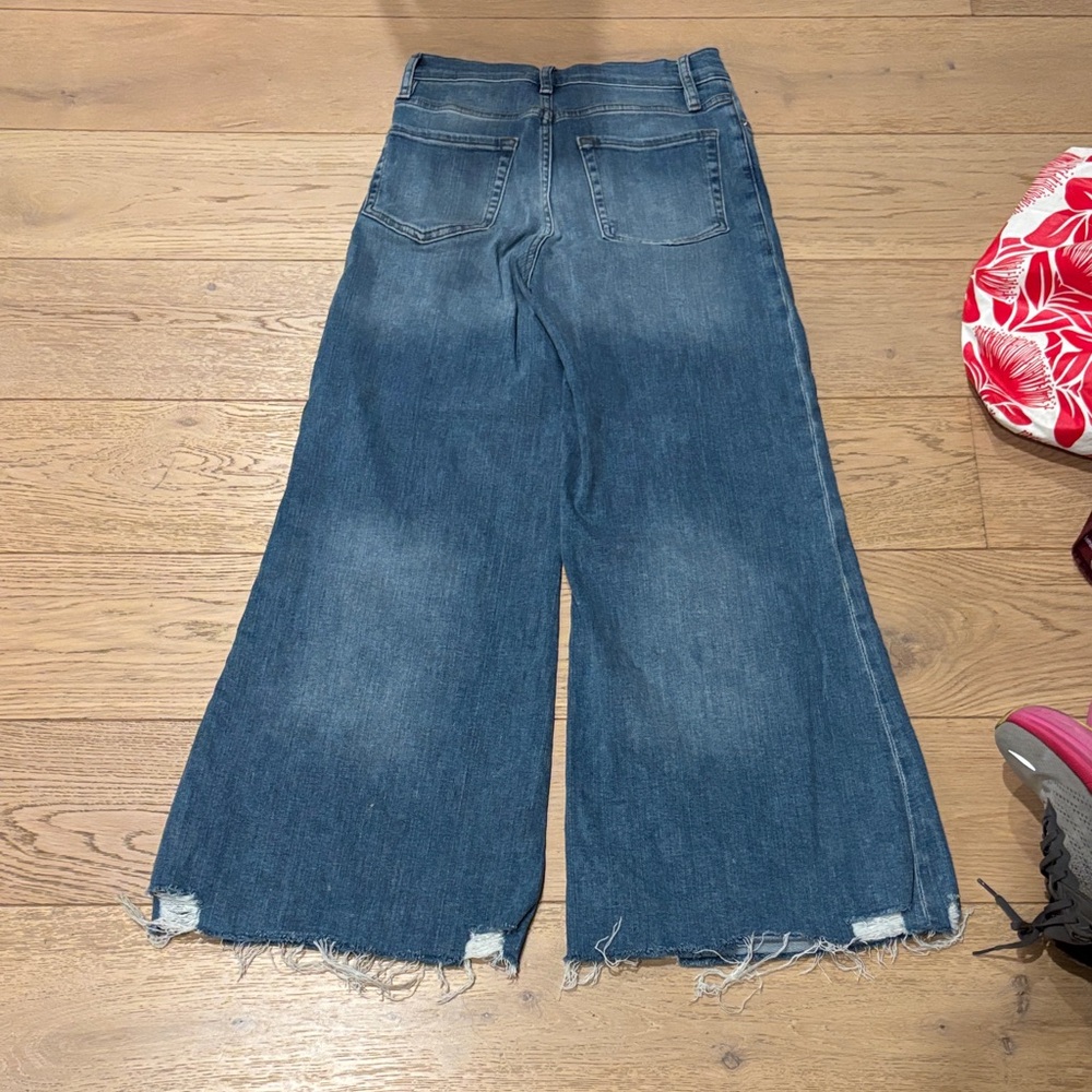 Frame Denim Raw Hem Palazzo Jeans - Medium Wash - Picture 5 of 5